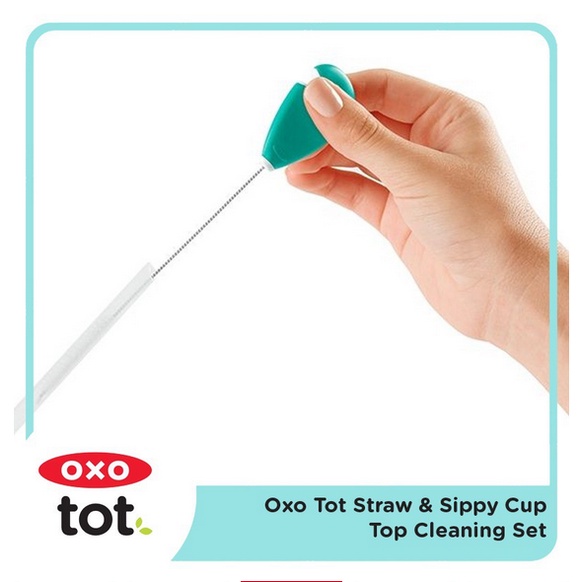 Oxo Tot Straw &amp; Sippy Cup Top Cleaning Set Spout Botol Sikat Brush Travel Size Friendly