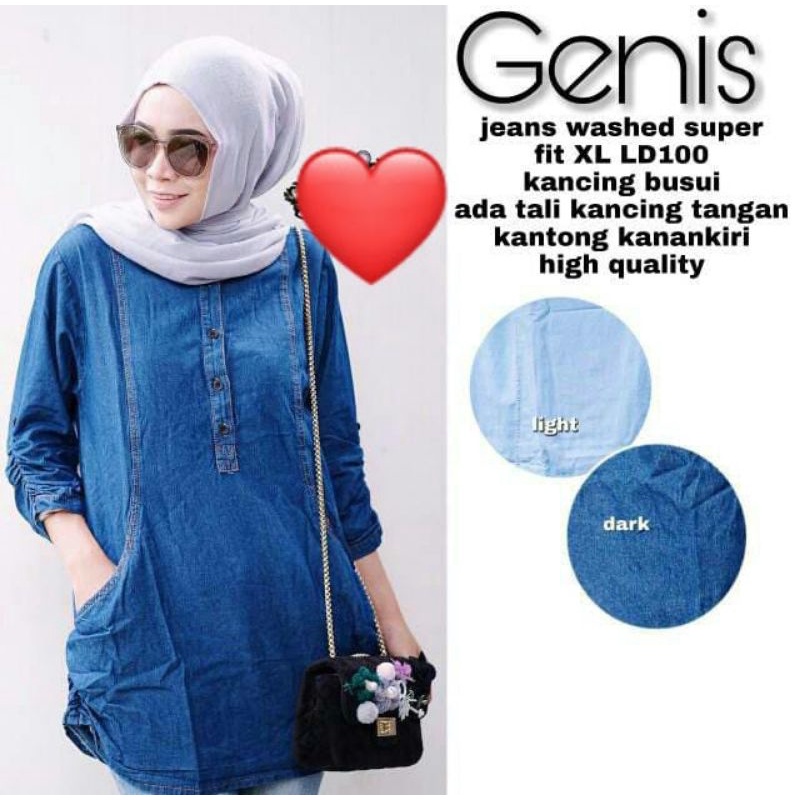 TUNIK JEANS WANITA TERBARU BUSUI FRIENDLY FIT BIG XL | TUNIK DENIM WANITA KEKINIAN