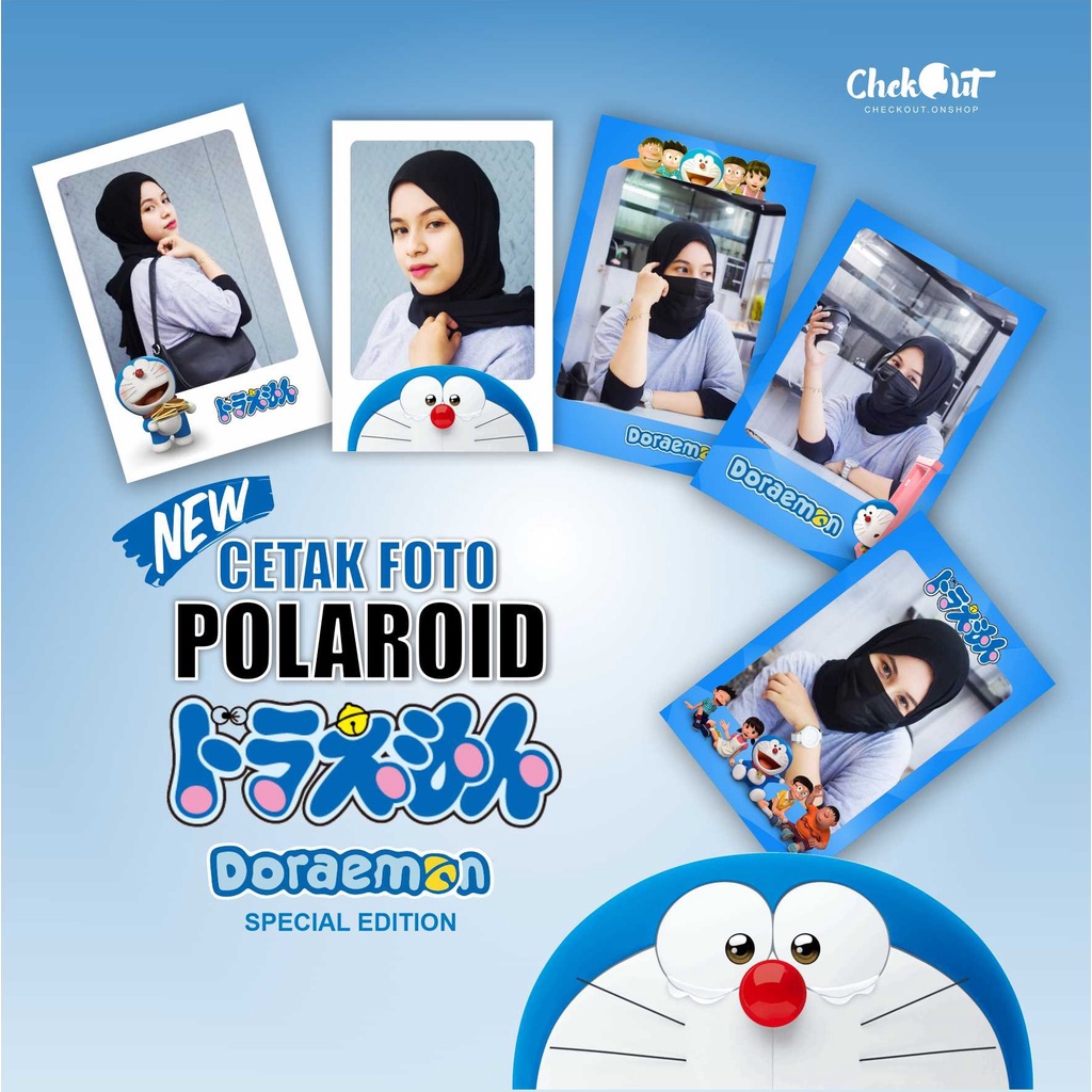 CETAK FOTO POLAROID MOTIF DORAEMON ISI 50 FOTO UKURAN 2R