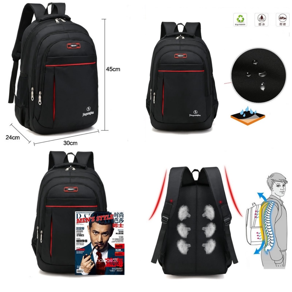 TAS RANSEL PRIA BACKPACK IMPORT KANVAS KERJA HITAM KONATE LAKI BESAR GENDONG MUAT LAPTOP TA584B5 BATAM PUNGGUNG SEKOLAH KULIAH KEREN PREMIUM KEKINIAN