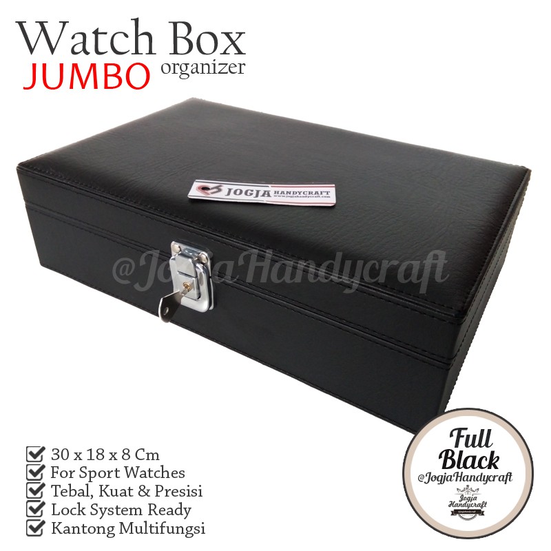 Exclusive Watch Box With Lock | Kotak Tempat Jam Tangan Full Black