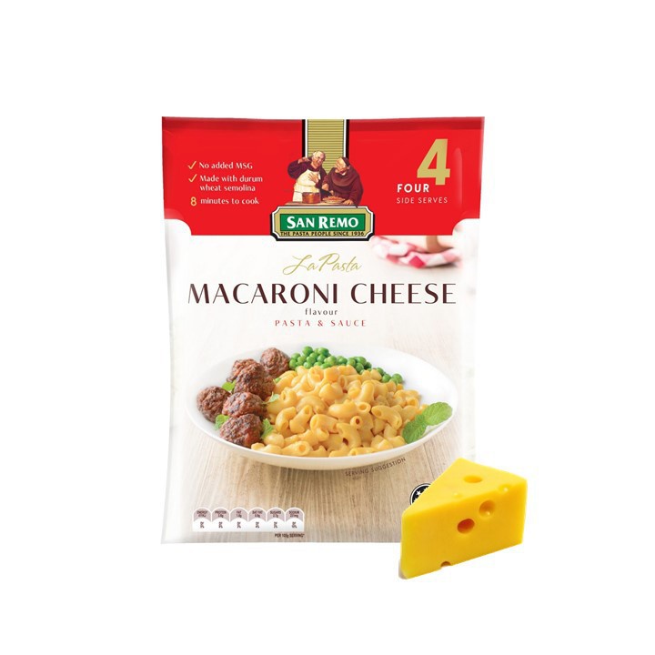 San Remo La Pasta Macaroni Cheese /  Four Cheeses / Mushroom &amp; Herb 120 gr NO ADDED MSG BPOM RI