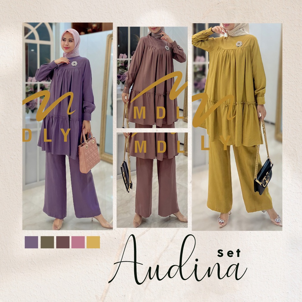 Fashion Muslim Terbaru Baju Setelan Wanita Setcel Muslimah Daily Set One Set Casual Audina Set Mdly 