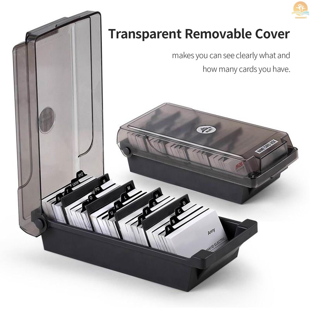 JIELISI Name Card Box Business Card Holder For Desk With Dividers And Index Tabs For Men And Wowen(500 Cards Capacity)