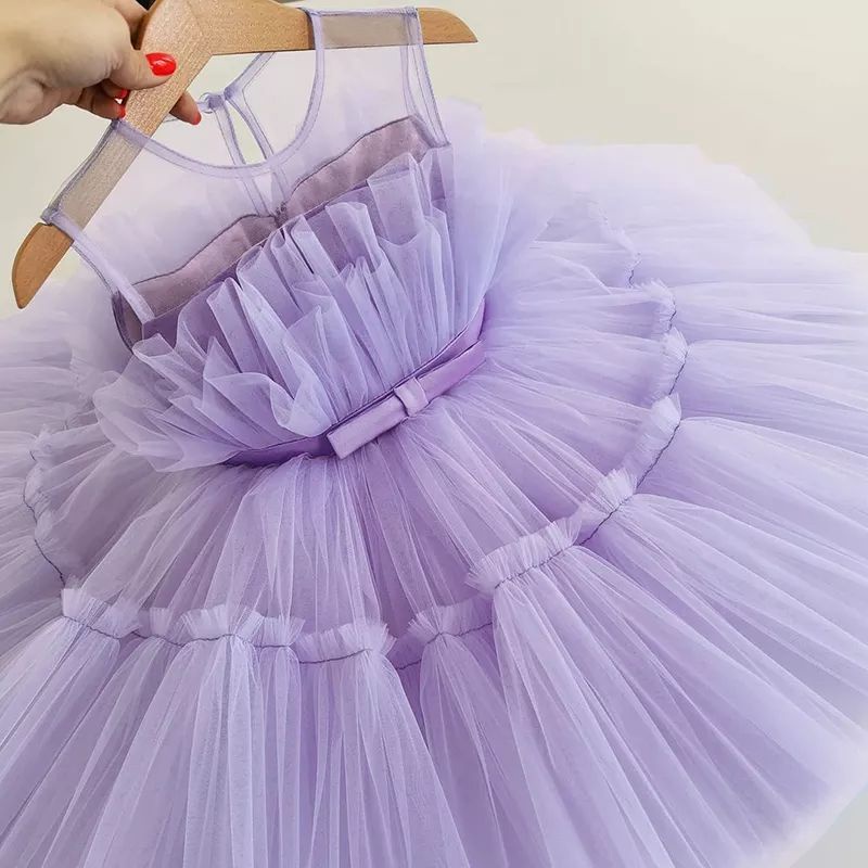 DRESS ANAK PEREMPUAN GAUN PESTA ULANG TAHUN BAYI PEREMPUAN DRESS UNGU DRESS LILAC BAYI PEREMPUAN DRE
