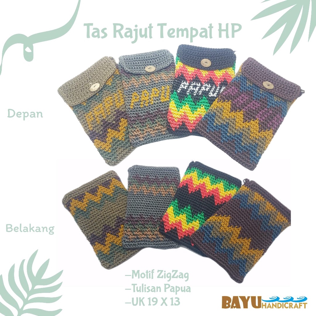 Tas Noken Papua HP dan Paspor| Tas Selempang Wanita|  Tas Rajut Tempat Paspor| Tas Rajut tempat HP