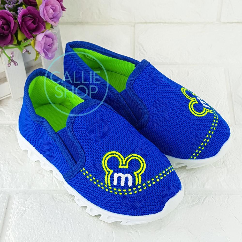 Sepatu Fashion Import Sport Anak Cowok Model Slip On Sol Karet Untuk Usia 2 3 4 5 Tahun