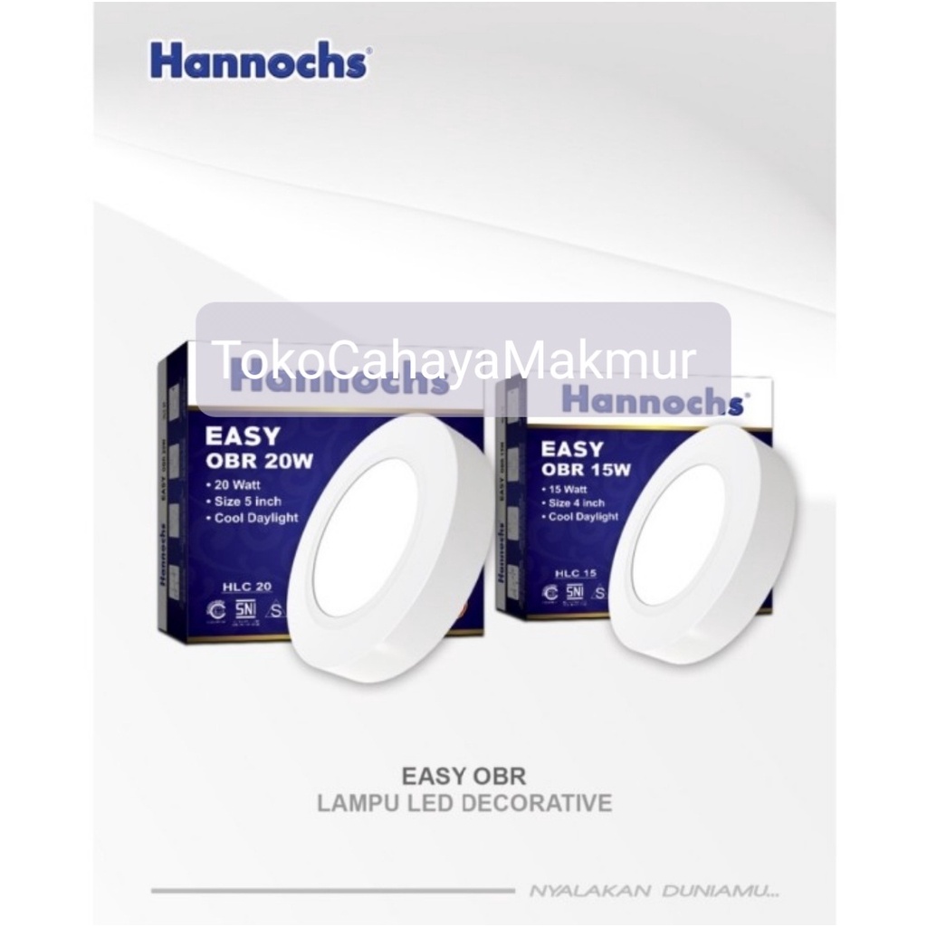 Lampu LED Downlight Hannochs Easy Outbow OBR Round Bulat 15w,20w,25w CoolDayLight