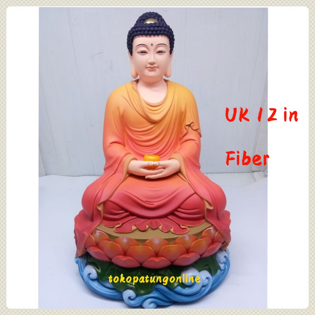 Patung Buddha Merah Fiber 12in