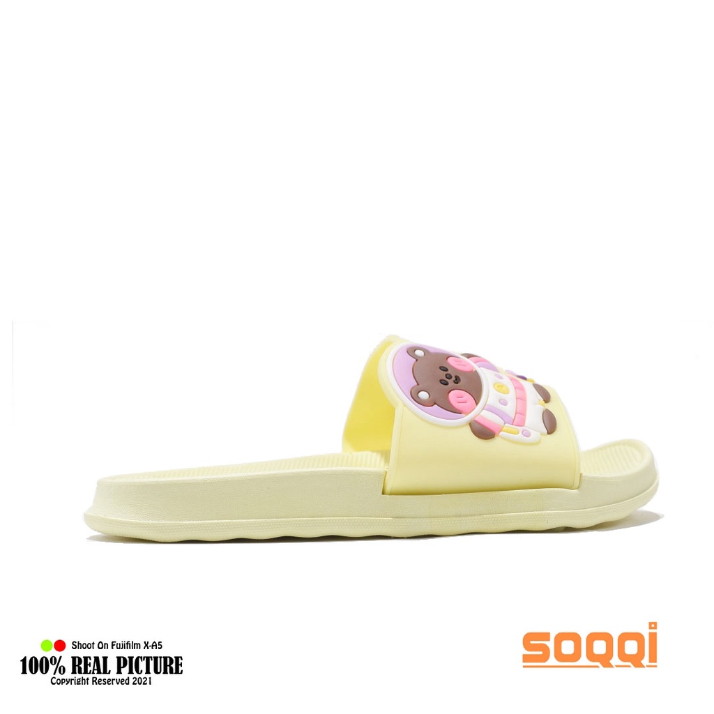 sandal anak perempuan selop import original sendal anak-anak cewek slop karet jelly korea model slip on flat distro umur 5-10 tahun motif beruang LL V202 5T - V202 5K promo lebaran keren cod murah 24-35