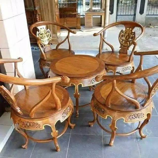 Kursi teras unik swanci kayu jati