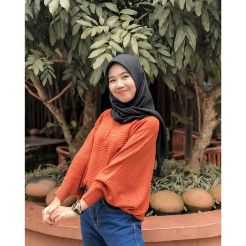 TIARA BLOUSE KNIT /OVERSIZE BATWING RAJUT/ ATASAN RAJUT WANITA TREND-Coral