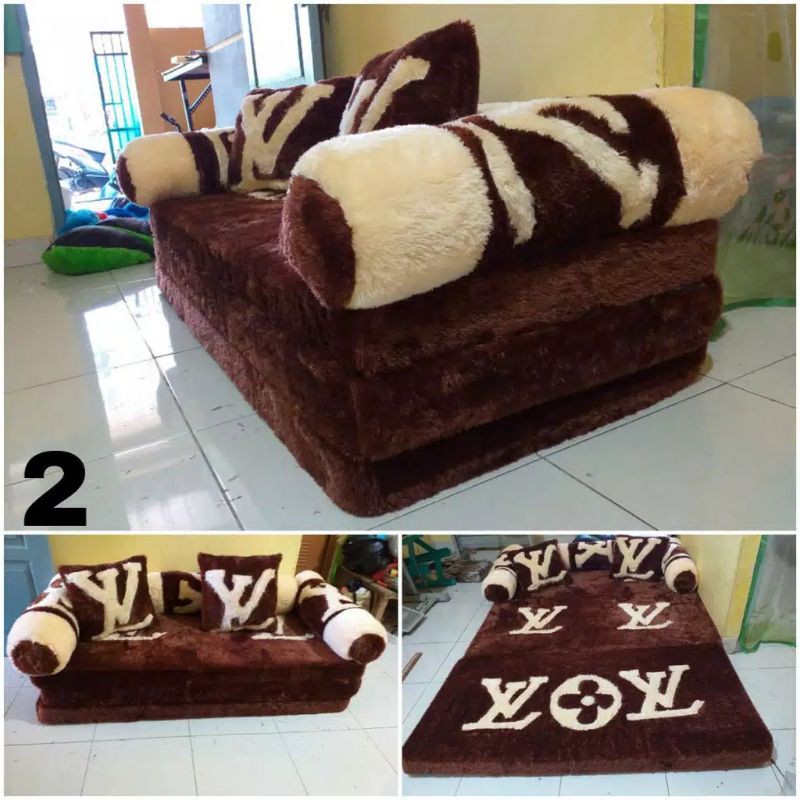 (FLASH SALE) KASUR LIPAT BUSA INOAC/SOFABED KARAKTER BULU RASFUR HALUS TEBAL 10CM