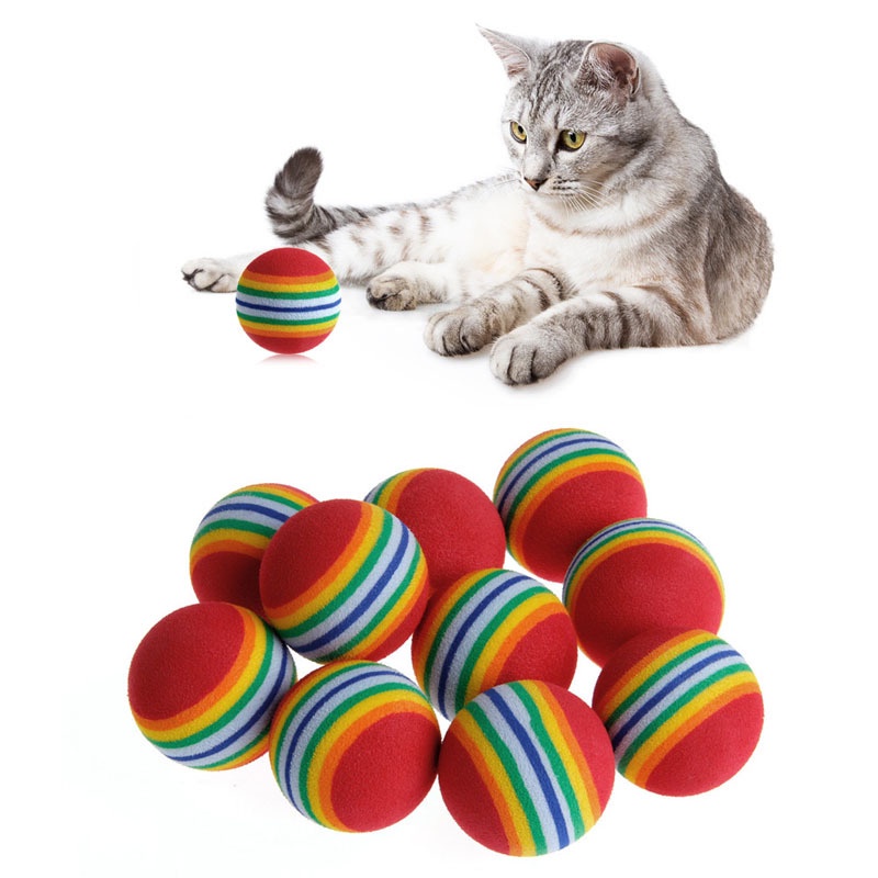 AVVET Mainan Gigitan Bola Garis Rainbow Kucing Cat Toys Mainan Hewan Peliharaan Doggy