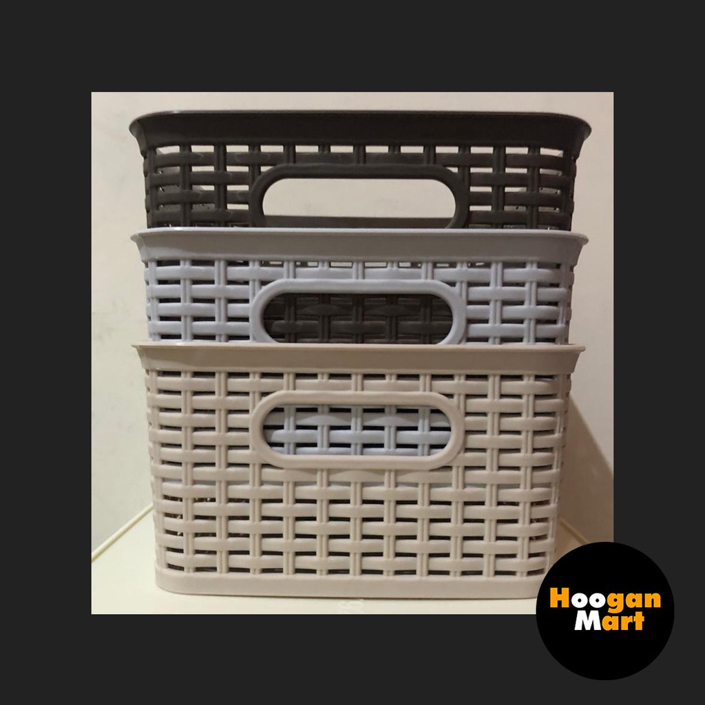 Keranjang Segi / Basket Plastik Manhattan BK284 Rotan ASVITA
