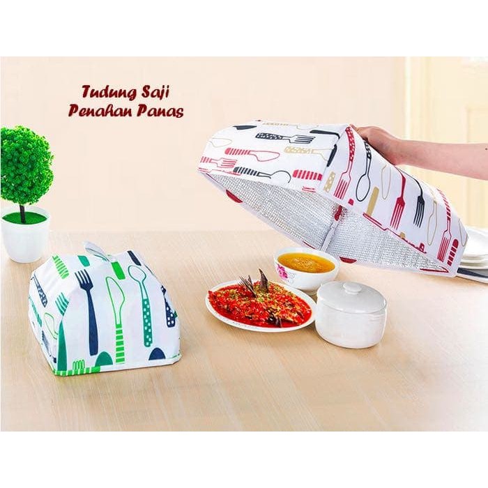 Travelmate Penutup Makanan Tudung Saji Penahan Panas Lipat Dengan Alumunium foil Anti Debu