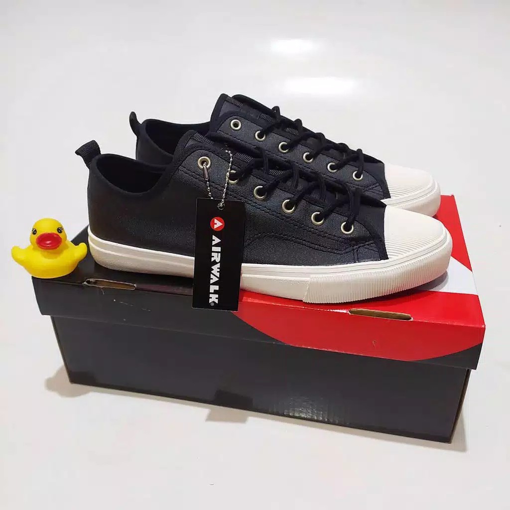 DISKON 75% OROGINAL STORE SEPATU SNEAKERS PRIA AIRWALK LEONARD BLACK,SEPATU TALI PRIA