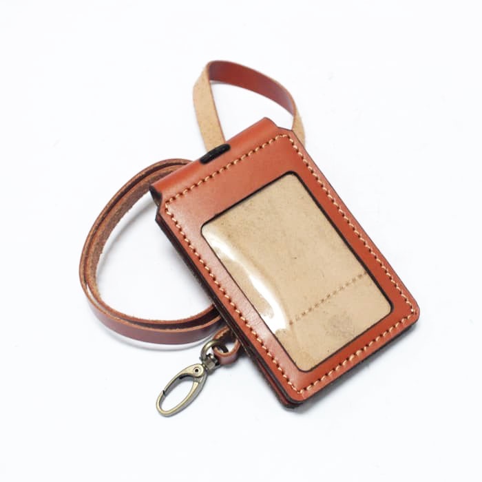Name Tag ID card Holder kulit asli
