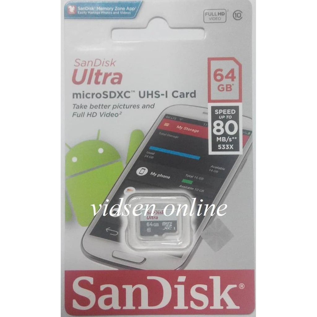 Sandisk Ultra Micro SD Card 64gb 48MBps Class 10 - Garansi Resmi