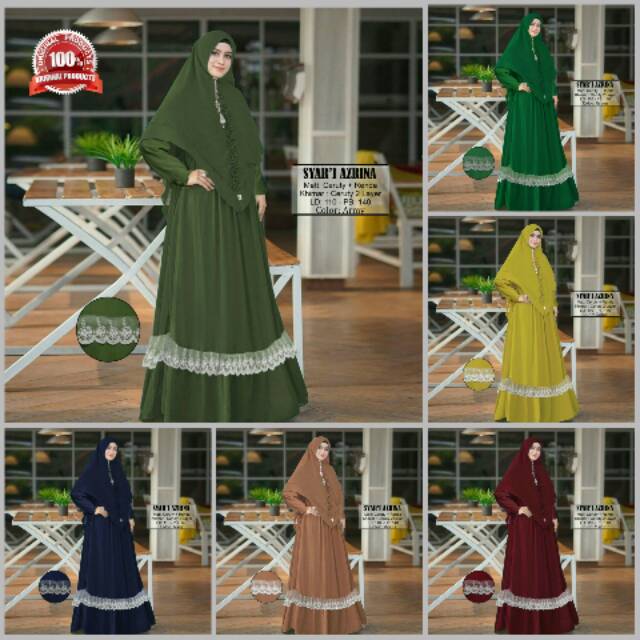 (Prom) Gamis Set Syari PolosCeruti Kombi Renda Original Azrina SH