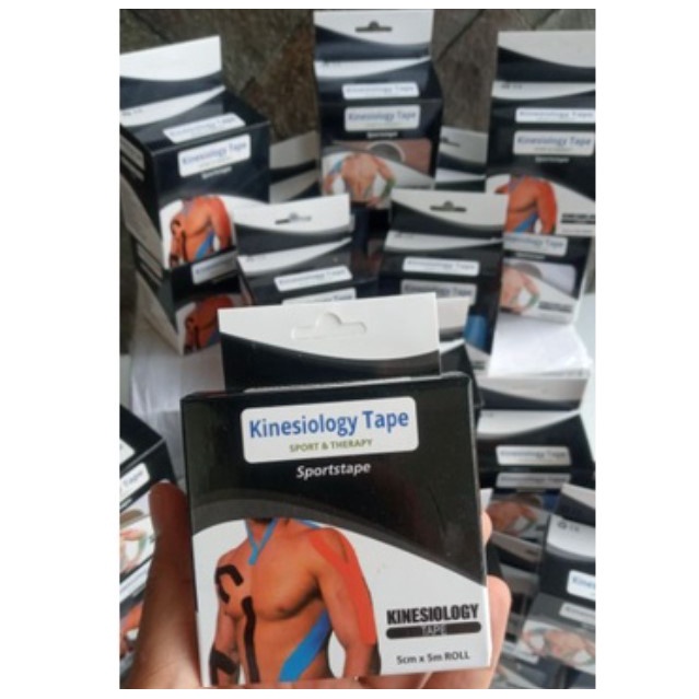 KINESIO TAPE + BOX  5 cm x 5 meter KINESIOLOGY TAPING PLUS BOX  5cm x 5m MURAH Olaharaga Sport Original