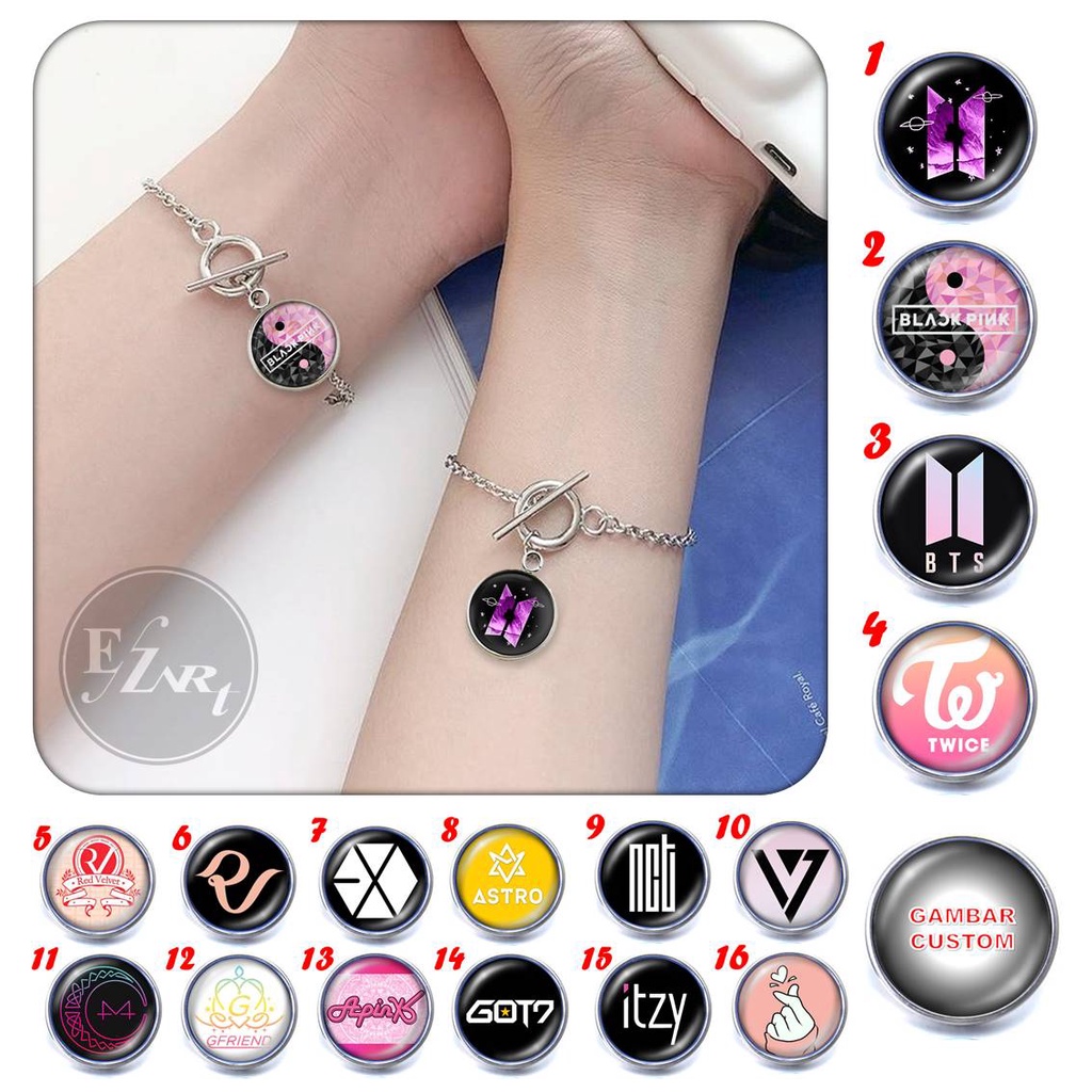 GELANG RANTAI LIONTIN KPOP MODEL TOGGLE CLASP BISA REQUEST GAMBAR CUSTOM BTS, Blackpink, Twice, RV, EXO, GOT7, NCT, Itzy