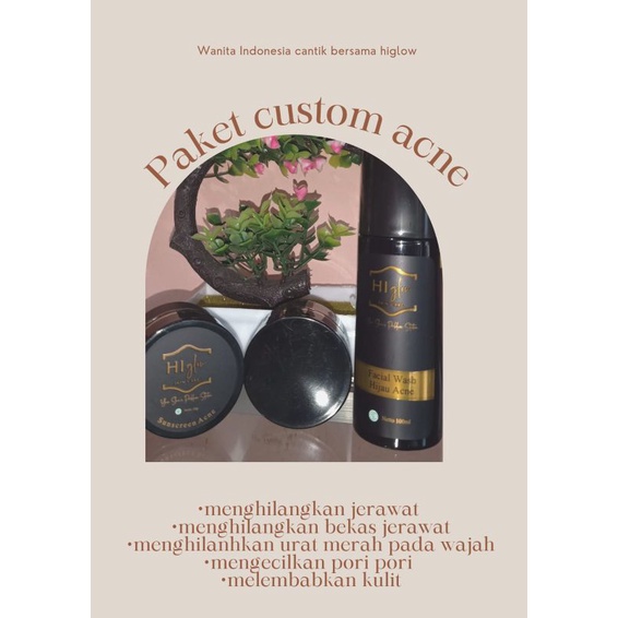 Hi Glow Skincare paket custom Acne
