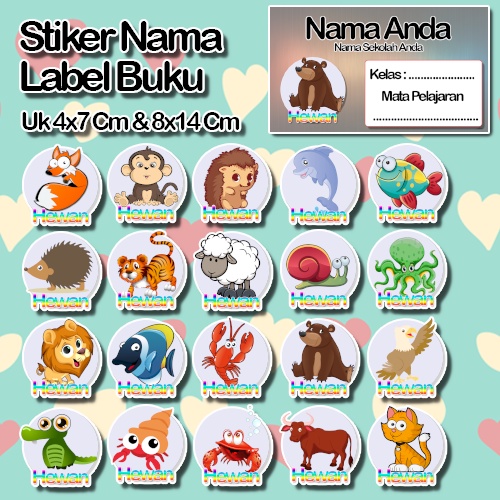 

Stiker animasi kartun kerbau ikan kambing ikan Karakter Lucu Custom Lebel Nama cromo murah 20 Varian berbeda Sticker Pelajaran Mapel buku anak sekolah No 11