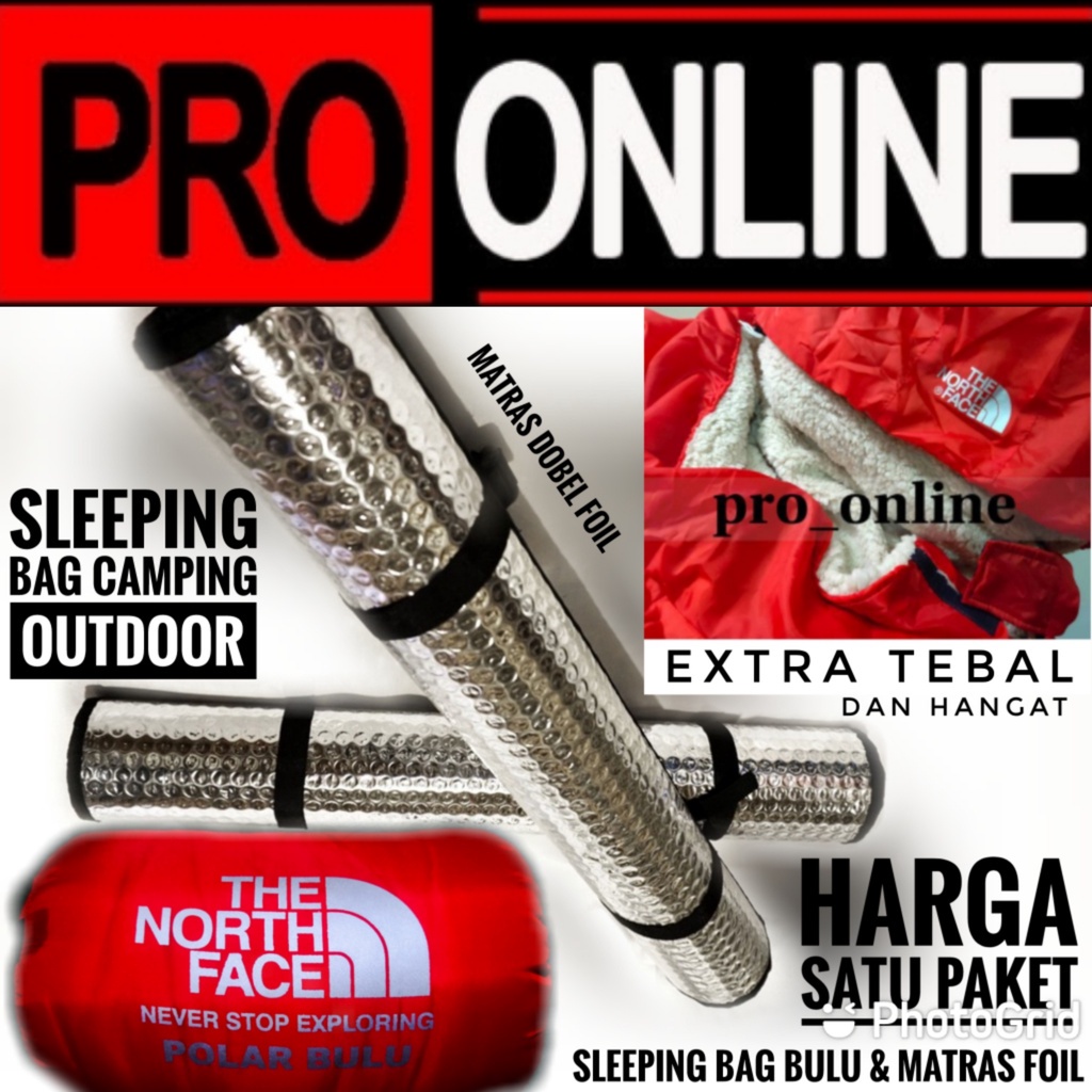 Paket Sleeping Bag Dan matras - Sleeping Bag Bulu Dan Matras Camping - Kantung Tidur Dan Matras Foil