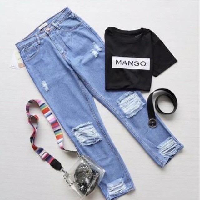 RIPPED BOYFRIEND JEANS// CELANA JEANS SOBEK WANITA