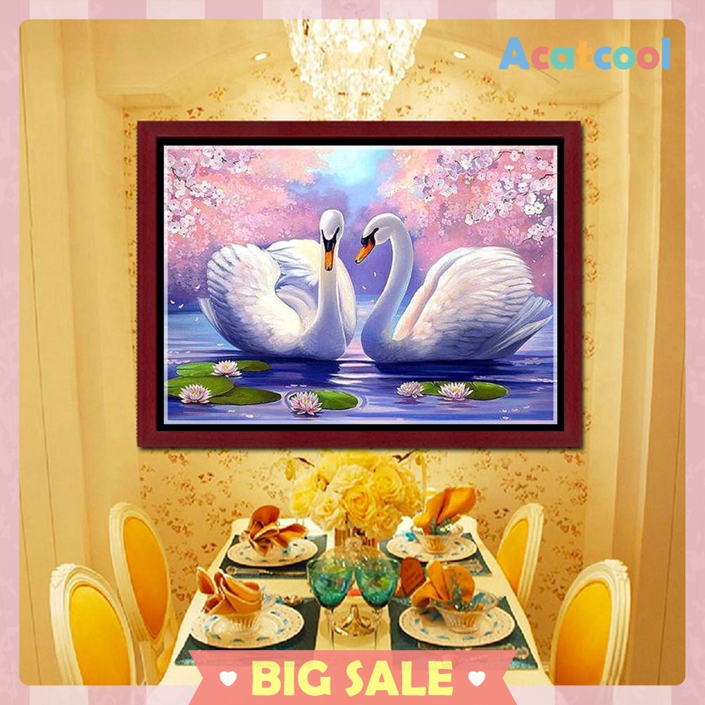 Two White Swans 5D Diamond Painting Embroidery DIY Cross Stitch Home Decor