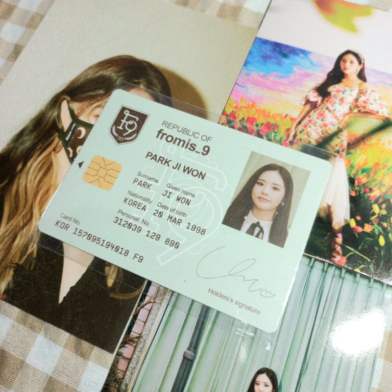 fromis_9 jiwon 9wt id card & kihno postcard set