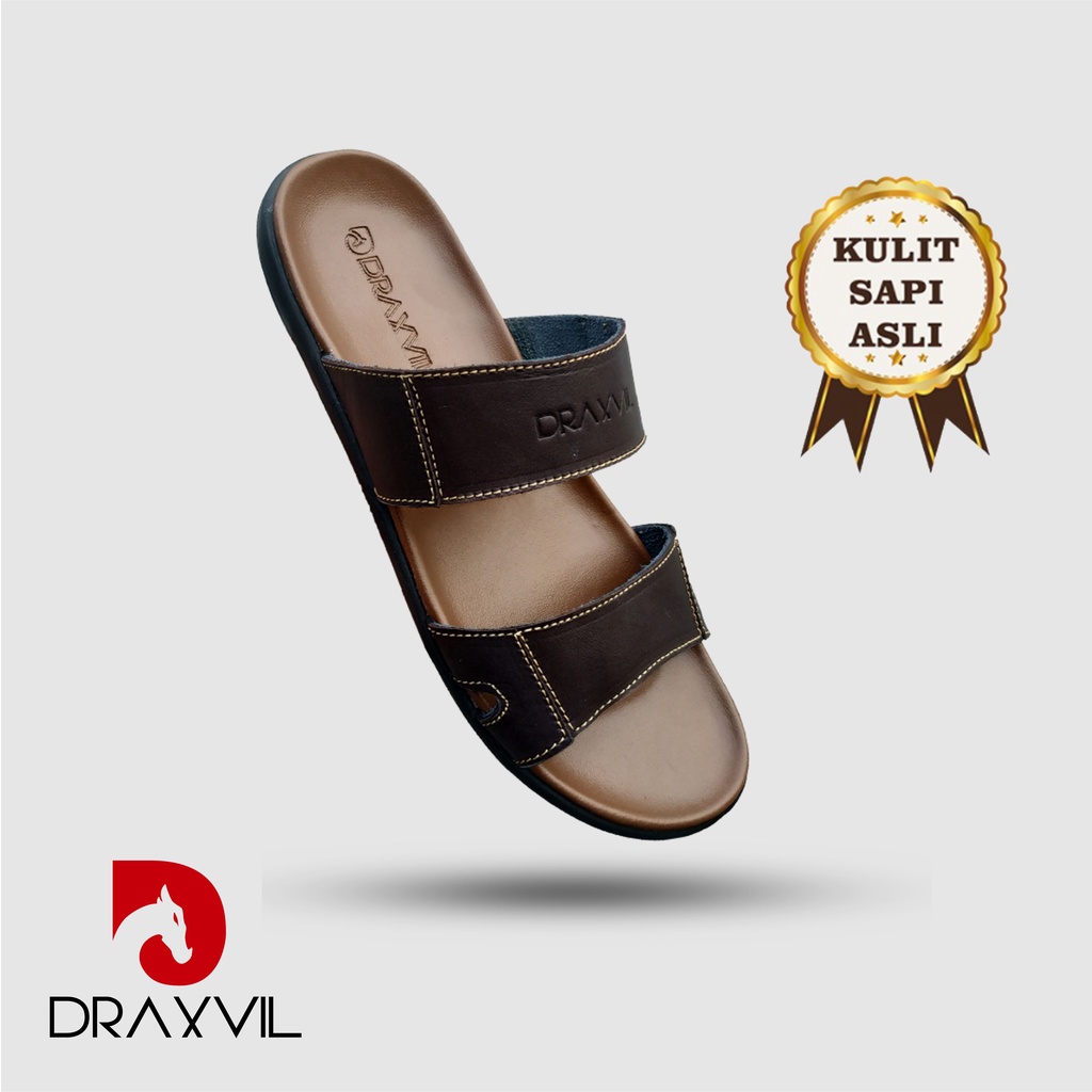 Draxvil Kulit Sapi Asli - Sendal Selop Pria Kulit Sapi Asli