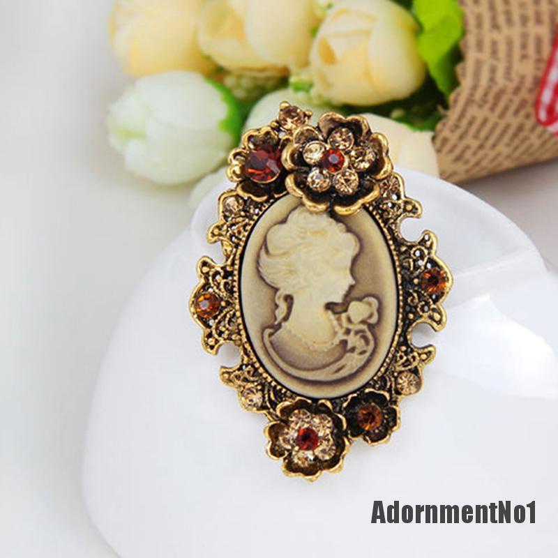 (Adornmentno1) 1pc Bros / Pin Gaya Victoria Motif Cameo Aksen Kristal Untuk Aksesoris Wanita / Pesta Pernikahan