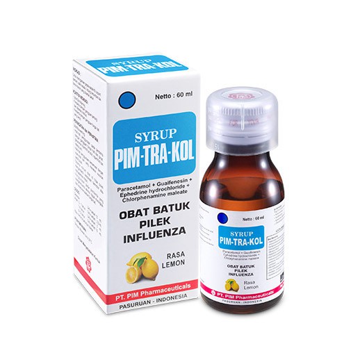 PIMTRAKOL Syrup 60 ML Rasa Cherry Dan Lemon - Pim-Tra-Kol Sirup Obat Demam Batuk Pilek Flu Anak