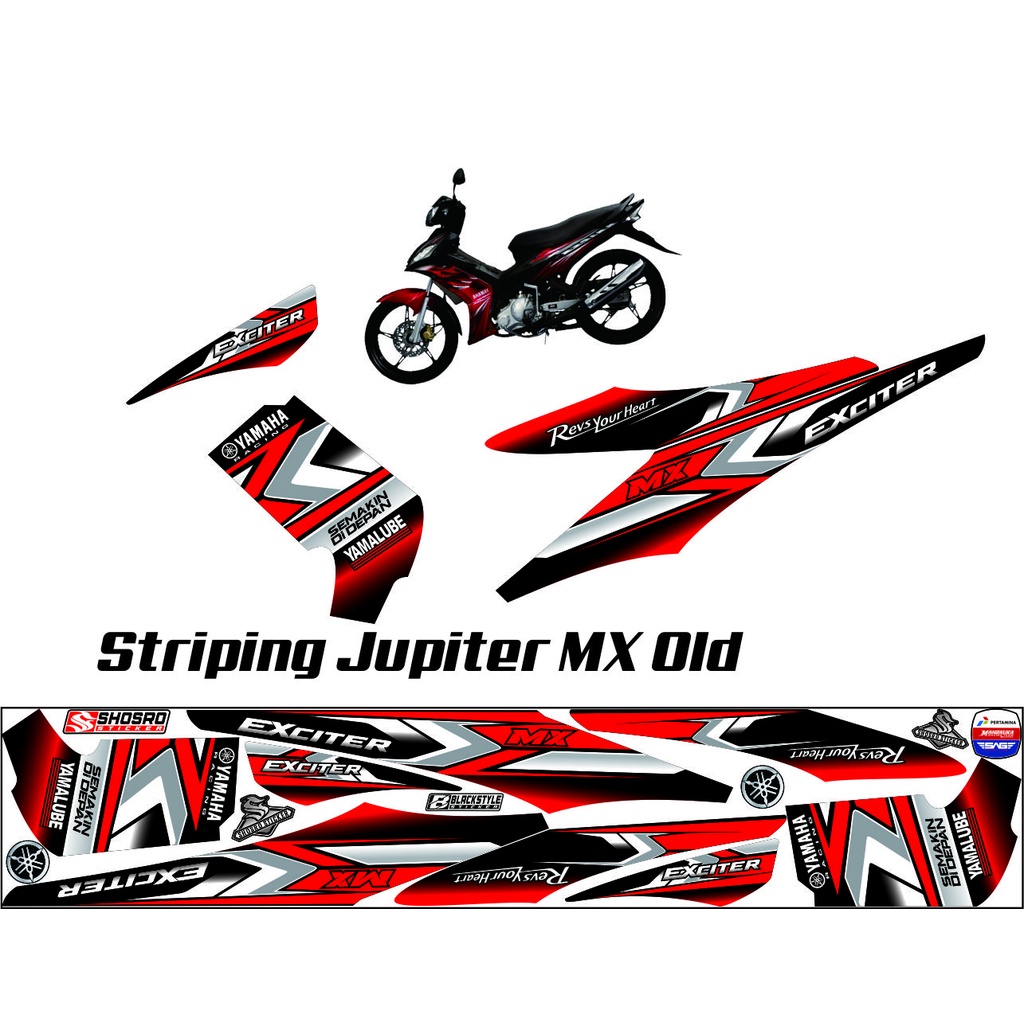 STICKER STRIPING VARIASI YAMAHA JUPITER MX OLD TERBARU VARIASI STRIPING JUPITER MX OLD POLET MERAH V