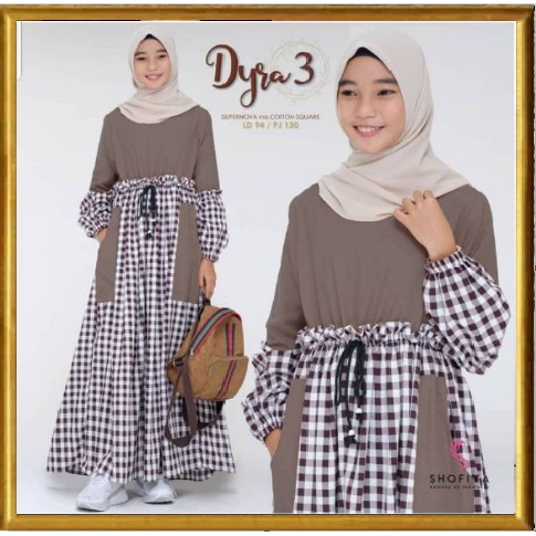 Gamis Husna / dress muslimah / gamis kotak- kotak / Gamis Terbaru / Busana Muslim / COD