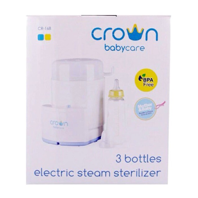 [PROMO FREE KERTAS KADO] Crown Baby 3 Bottles Steam Sterilizer Alat Steril Uap CR168