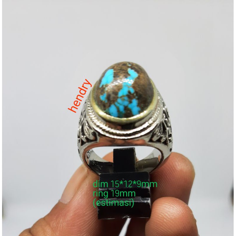 cincin batu akik pirus persia bukan pirus mesir permata safir zamrud 009
