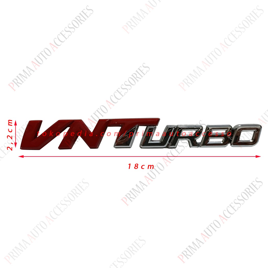 Emblem Mobil VNTurbo Merah Chrome 18 cm