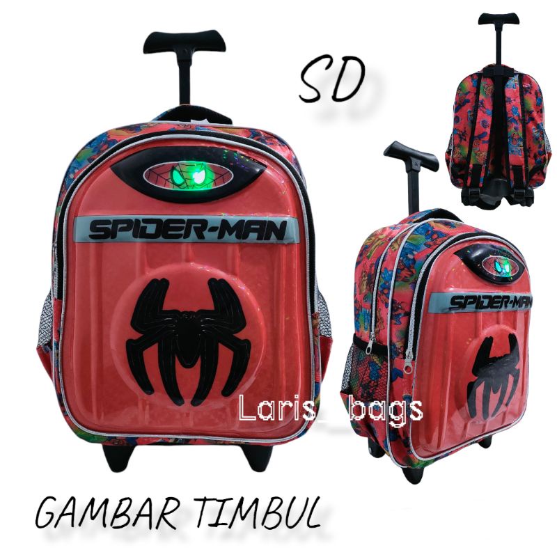 Tas sekolah anak laki laki SD/Tas troli anak sd/Tas troli anak laki laki/Tas troli Batman SD LED/Tas anak karakter/Tas Spiderman LED SD/Tas bahu anak/Tas dorong anak