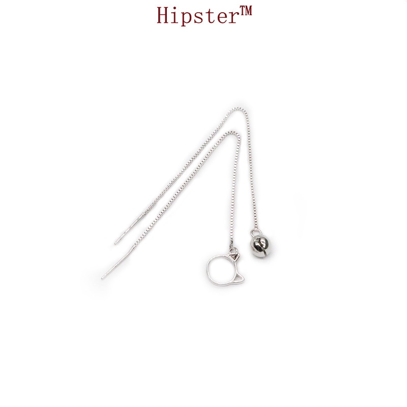 Design Personality Fashionable Asymmetric Long Simple Silver Earrings