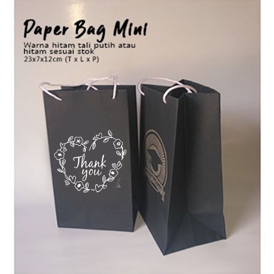 

(+SABLON) Paper Bag Hitam Mini 23x7x11cm Paper Bag Kado Souvenir Packing Olshop Papper Bag TasKertas