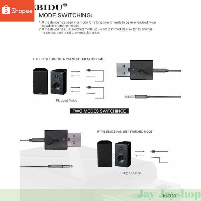 KEBIDU Bluetooth 5.0 Receiver &amp; Transmitter AUDIO Dongle USB 2 in 1 TERLARIS