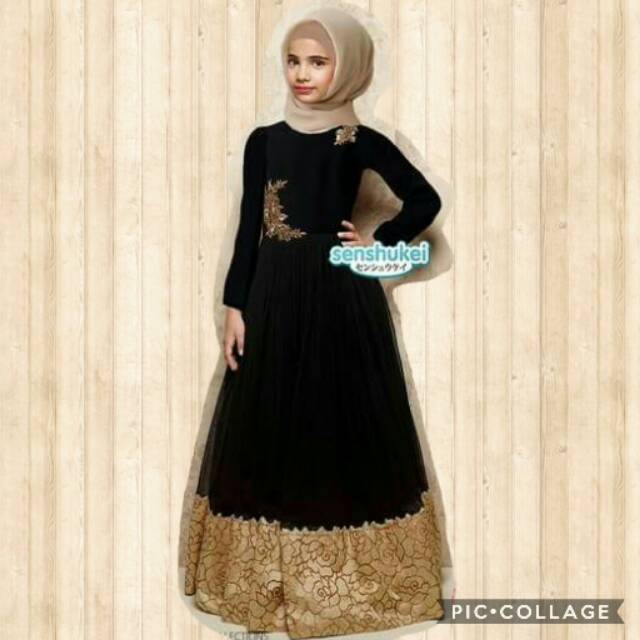 dress hitam gold