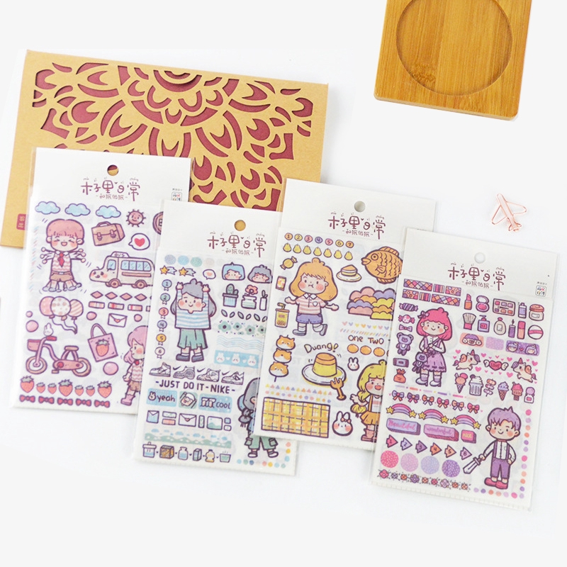 

4 Lembar Stiker Kertas Seri Karakter Lucu Untuk Dekorasi Buku/Scrapbook Diy