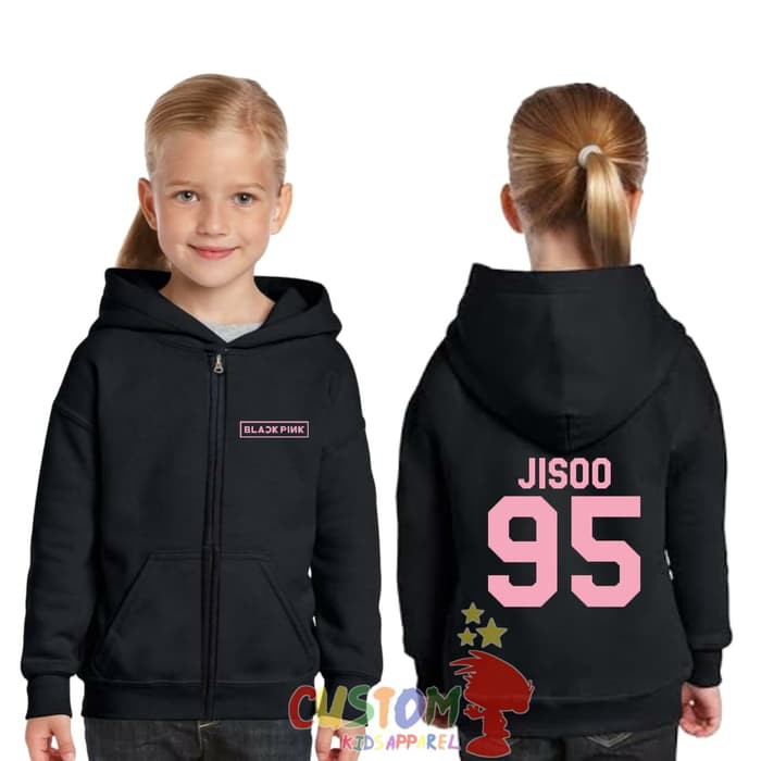 Jaket Sweater Hoodie Zipper Anak Jisoo 95 Blackpink kpop - By Custom Kids