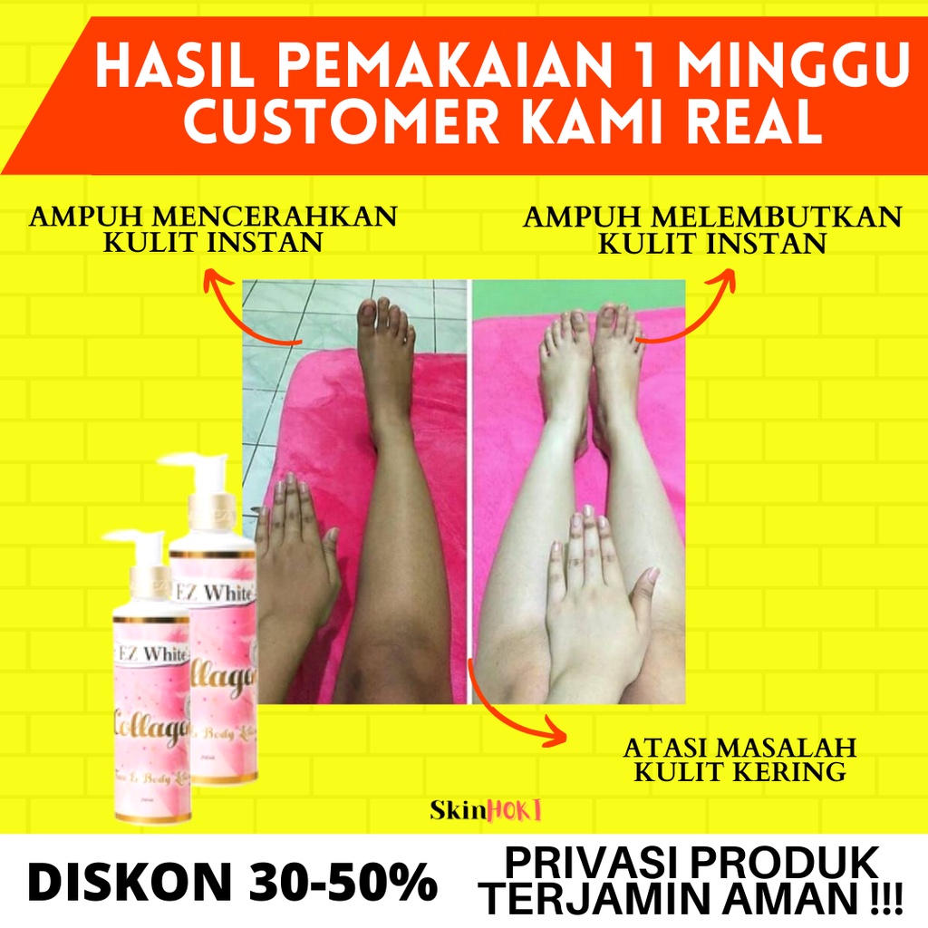 LOTION PEMUTIH WAJAH DAN BADAN PELEMBAB KULIT LOTION EZ WHITE COLLAGEN FACE &amp; BODY 250ML ORIGINAL BPOM