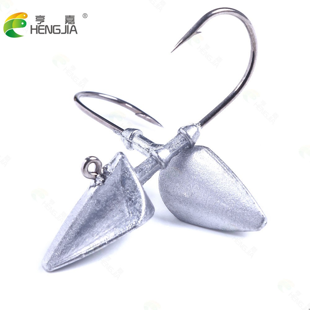 Hengjia Jigging Hooks 7g 10g 15g 21g 28g 35g Lead Head Hook Lure Hook Jig Head silver Kail Pancing Untuk Cacing Soft Lure