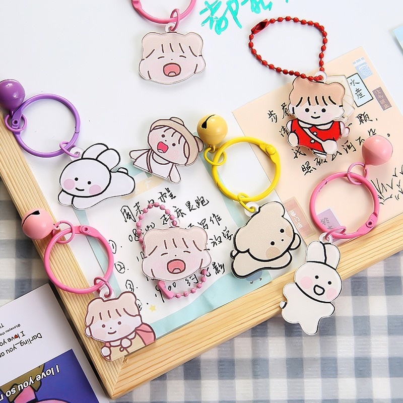 We Flower Gantungan Kunci Bentuk Kartun Kelinci Bahan Akrilik Untuk Anak Laki-Laki / Perempuan